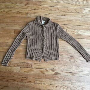LIKE LOVE MERINO WOOL BLEND PETER PAN COLLAR Y2K OPEN KNIT SWEATER‎ LARGE SPLIT